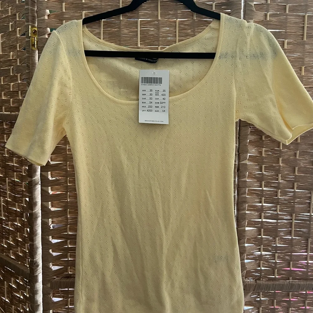 Brandy Melville Yellow Eyelet Knit Top - Picture 2 of 3